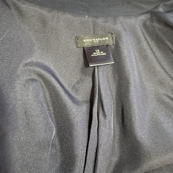 Ann Taylor Blazer Jacket Navy Blue 12 / L Single Button Career Suit Separate - Picture 5 of 7